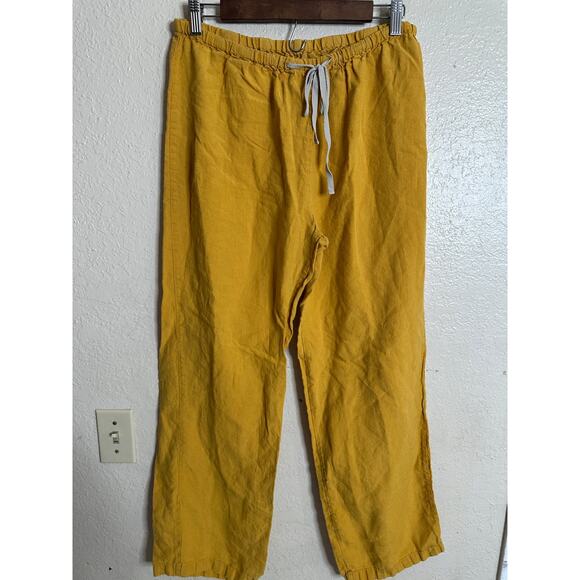 Moo 100% Linen Top and Pants Set Mustard Yellow Womans Medium - Picture 6 of 12